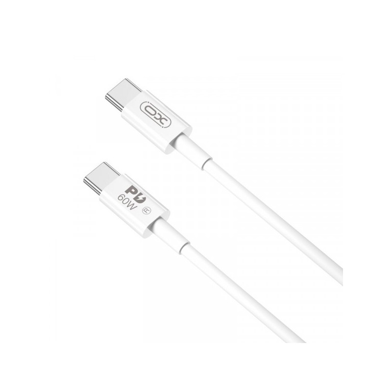 Cavo di ricarica XO NBQ190 - Supporta fino a 60 W - Da USB-C a USB-C - Lunghezza 1 m - 5-20 V - Colore: bianco