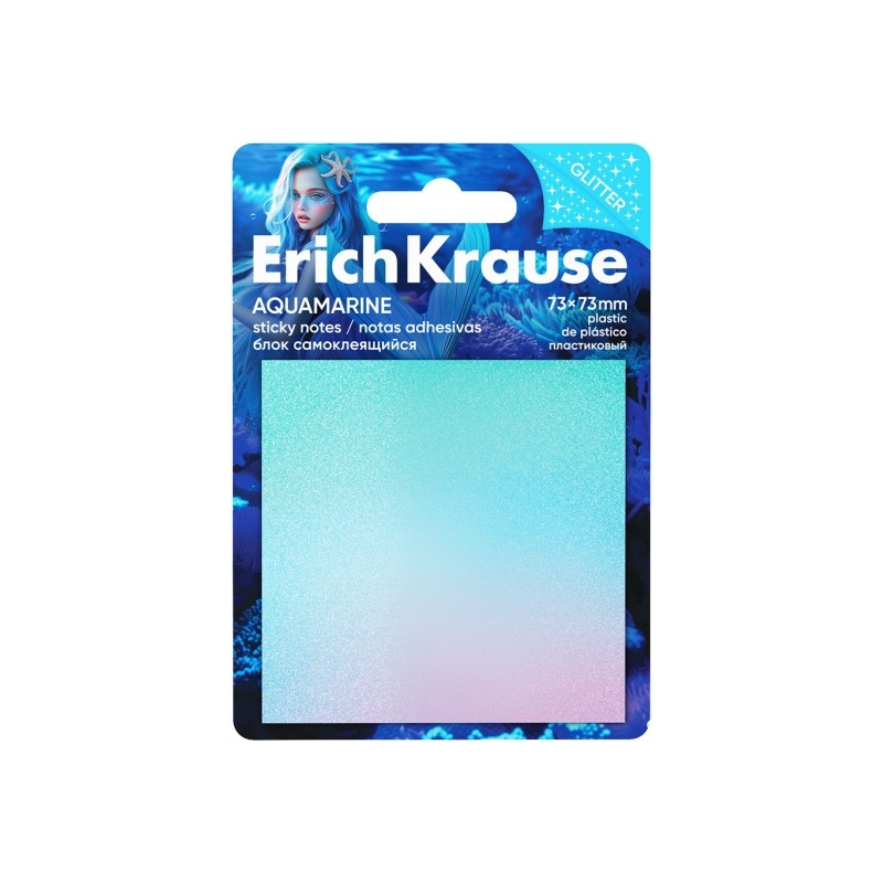 ErichKrause Aquamarine Blocco da 20 post-it riposizionabili - Plastica - 73x73 mm - Colla a base d'acqua - Colori assort