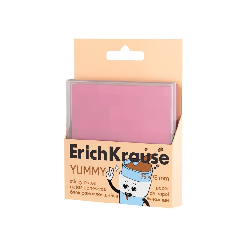 ErichKrause Yummy Bloc da 80 foglietti adesivi riposizionabili - Carta da 75 g/m² - 75 x 75 mm - Confezione in plastica