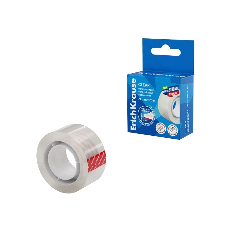 Nastro adesivo trasparente ErichKrause - Alta adesività - Larghezza 24 mm - 20 metri - Resistente alla luce - Colore tr