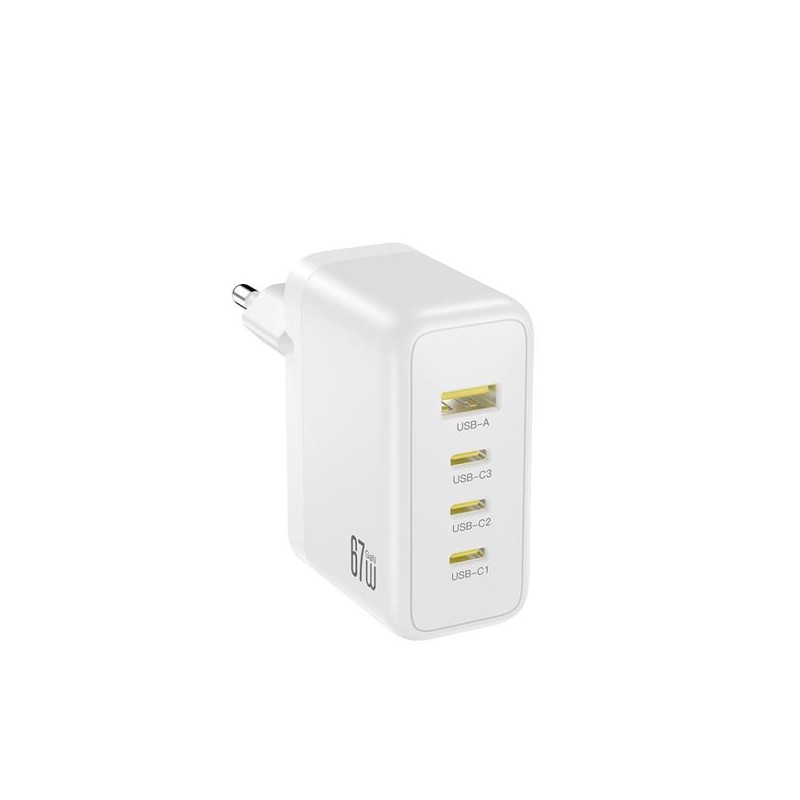 XO CE39 Caricatore da parete - 4 porte - 1x USB-C1 67 W - 2x USB-C 30 W - 1x USB-A 22.5 W - Power Delivery - Colore: bia
