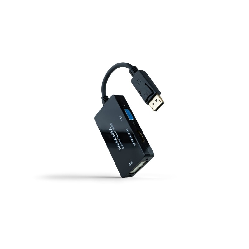 Cavo video convertitore - Da DisplayPort a HDMI. DVI e VGA - 3 uscite simultanee - 4K a 60 Hz via HDMI - Modalità SST e