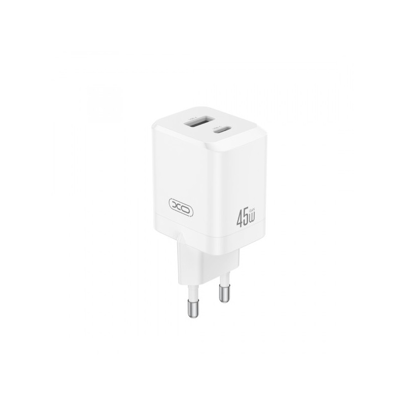 XO CE36 Caricabatterie da muro - USB-C 45 W - USB-A 18 W - Power Delivery - Quick Charge - Policarbonato - Resistente al