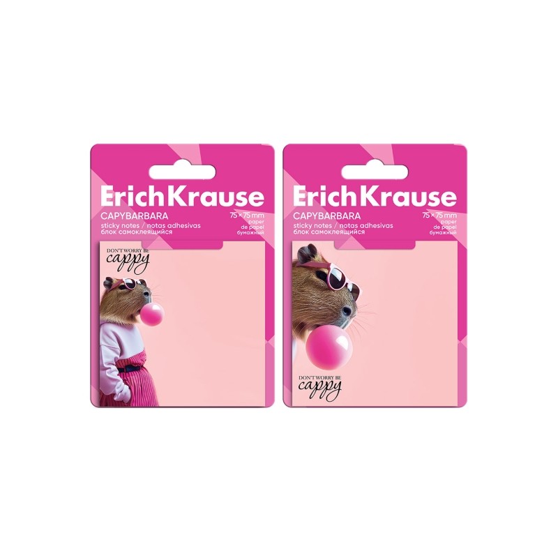 ErichKrause CapyBarbara Blocco da 50 post-it riposizionabili - Carta da 75 g/m² - 75x75 mm - Colla a base d'acqua - Col