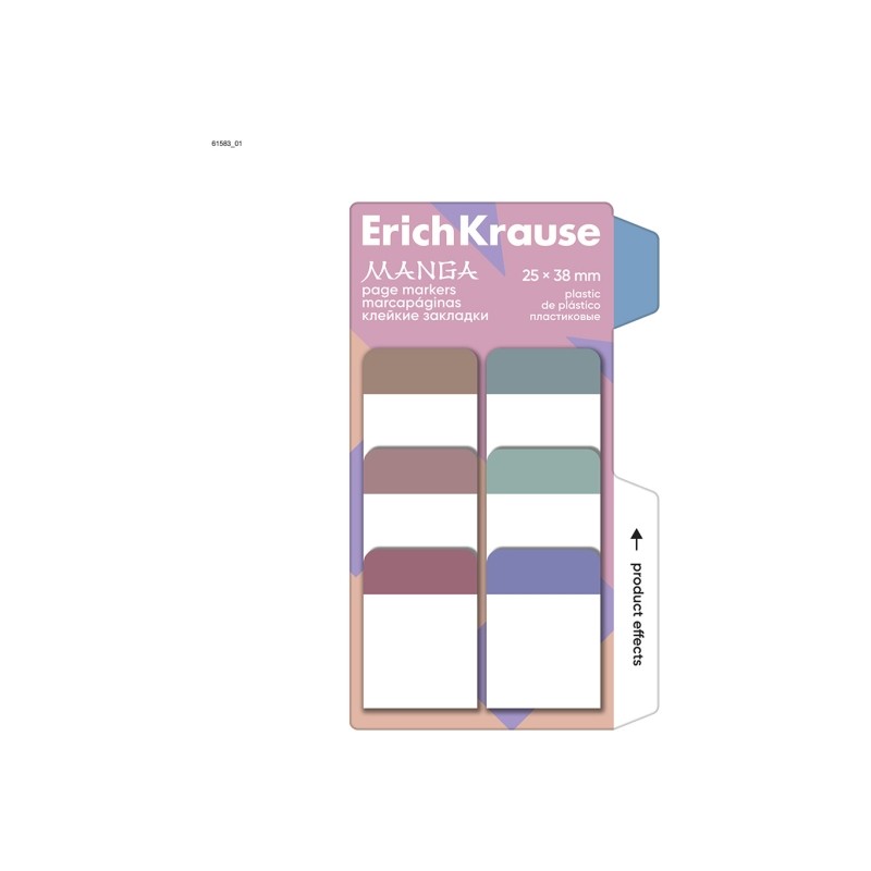 ErichKrause Manga Confezione da 6 blocchi da 10 segnalibri - Riposizionabili - Plastica - 25x38 mm - Colori assortiti