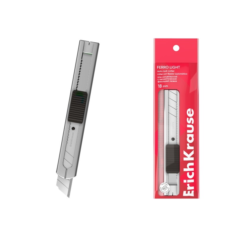 ErichKrause Ferro Light Cutter con blocco automatico - Metallo - Lama larga 18 mm - Colore acciaio