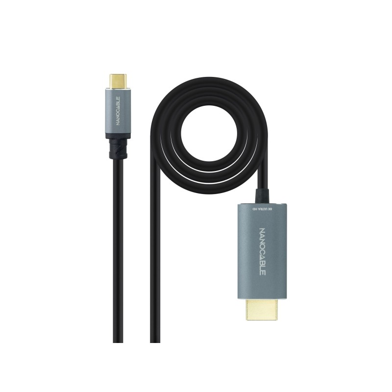 Cavo convertitore video Nanocable - da USB-C a HDMI 2.1 - 8K a 60 Hz - Lunghezza 1.8 m - Maschio-maschio - Colore: nero