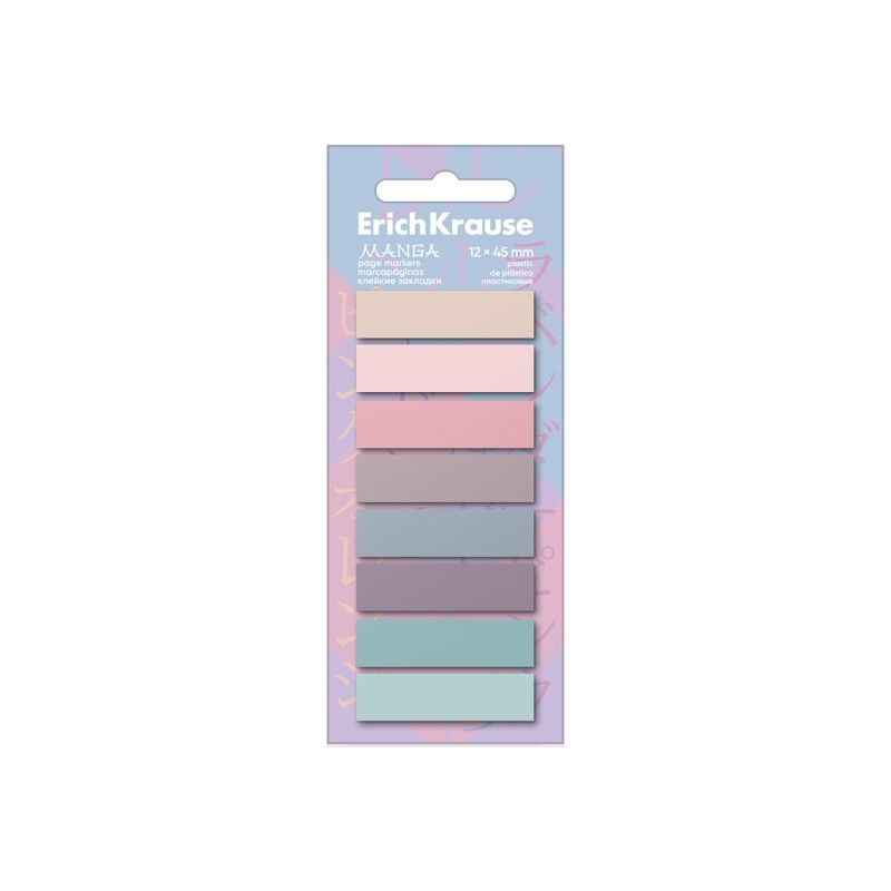 ErichKrause Manga Confezione da 8 blocchi da 20 segnalibri - Riposizionabili - Plastica - 12x45 mm - Colori assortiti