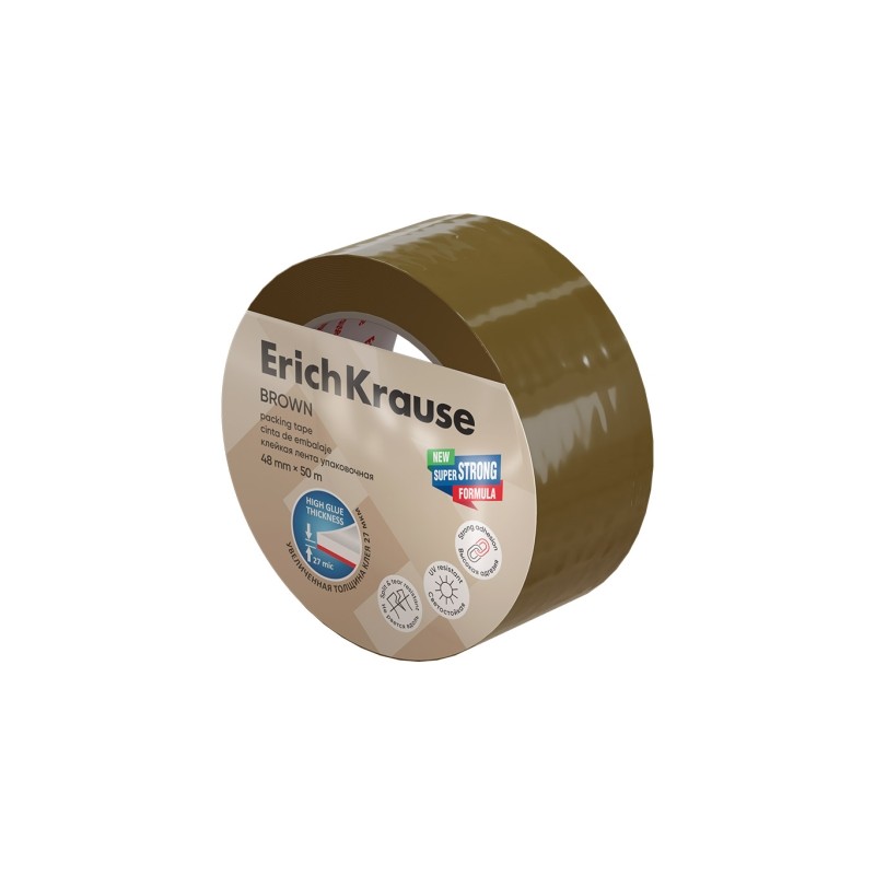 ErichKrause Brown Nastro da imballaggio - 50 metri - Larghezza 48 mm - Pellicola in polipropilene biorientato - Resisten