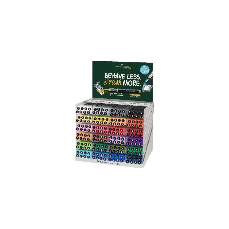 Faber-Castell Multimark Acrylic Brush Espositore con 192 pennarelli acrilici con punta a pennello - Larghezza tratto da 