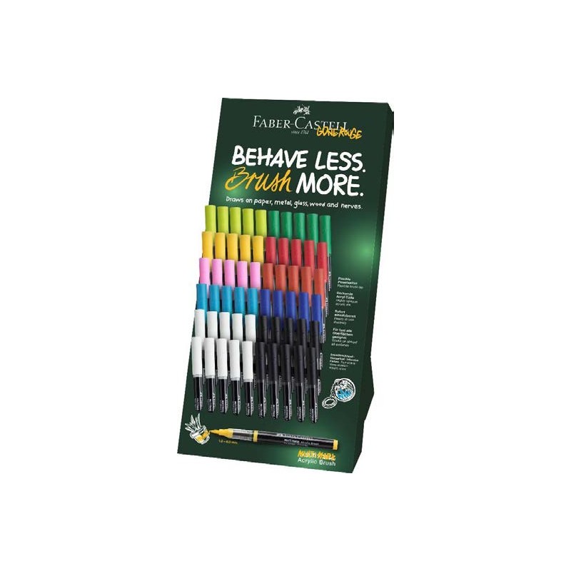 Faber-Castell Multimark Acrylic Brush Espositore con 60 pennarelli acrilici con punta a pennello - Larghezza tratto da 1