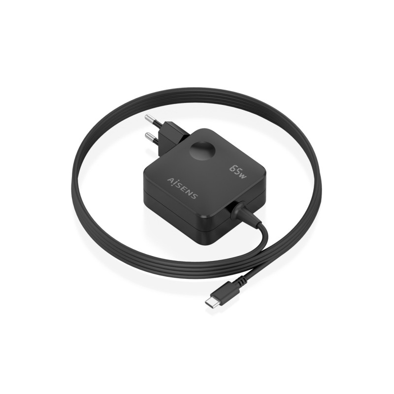 Aisens Caricabatterie GAN 65 W PD 3.0 1xUSB-C - Cavo da 1.5 m - Colore: nero